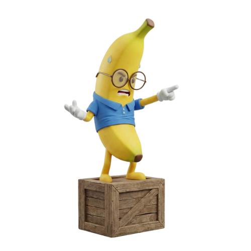 Banana mascot yelling directions