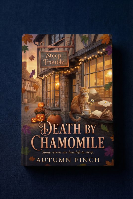 Cozy mystery book cover mockup - Death by Chamomile by Autumn Finch